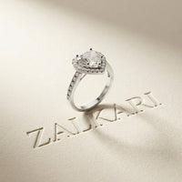 2.30CTW Heart Cut Halo Accent Lab Grown Diamond Engagement Ring For Women White