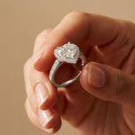 2.30CTW Heart Cut Halo Accent Lab Grown Diamond Engagement Ring For Women White