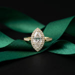 2.25CTW Marquise Cut Pavé Accent Lab Grown Diamond Engagement Ring For Women Gold