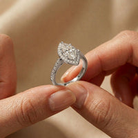 2.25CTW Marquise Cut Pavé Accent Lab Grown Diamond Engagement Ring For Women White 
