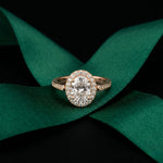 2.25CTW Oval Cut Halo Pavé Lab Grown Diamond Engagement Ring For Women Rose Gold