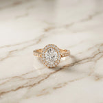 2.25CTW Oval Cut Halo Pavé Lab Grown Diamond Engagement Ring For Women Rose Gold