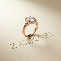 2.25CTW Oval Cut Halo Pavé Lab Grown Diamond Engagement Ring For Women Rose Gold