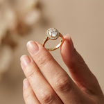 2.25CTW Oval Cut Halo Pavé Lab Grown Diamond Engagement Ring For Women Gold
