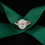 2.25CTW Oval Cut Halo Pavé Lab Grown Diamond Engagement Ring For Women White