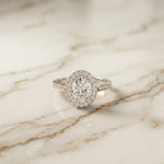 2.25CTW Oval Cut Halo Pavé Lab Grown Diamond Engagement Ring For Women White