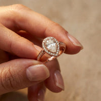 2.30CTW Pear Cut Halo Pavé Lab Grown Diamond Engagement Ring For Women Rose Gold