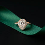 2.30CTW Pear Cut Halo Pavé Lab Grown Diamond Engagement Ring For Women Rose Gold