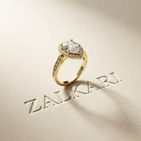 2.30CTW Pear Cut Halo Pavé Lab Grown Diamond Engagement Ring For Women Gold