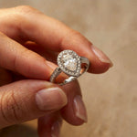 2.30CTW Pear Cut Halo Pavé Lab Grown Diamond Engagement Ring For Women White