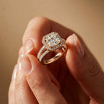 2.40CTW Asscher Cut Halo Split Shank Lab Grown Diamond Engagement Ring For Women Rose Gold