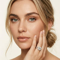2.40CTW Asscher Cut Halo Split Shank Lab Grown Diamond Engagement Ring For Women White