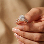 2.40CTW Cushion Halo Double Split Shank Lab Grown Diamond Engagement Ring Rose Gold