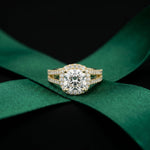 2.40CTW Cushion Halo Double Split Shank Lab Grown Diamond Engagement Ring Gold