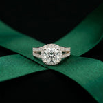 2.40CTW Cushion Halo Double Split Shank Lab Grown Diamond Engagement Ring White
