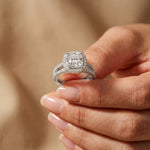 2.40CTW Cushion Halo Double Split Shank Lab Grown Diamond Engagement Ring White