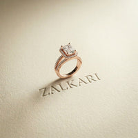 2.45CTW Emerald Halo Open Split Shank Lab Grown Diamond Engagement Ring Rose Gold