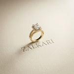 2.45CTW Emerald Halo Open Split Shank Lab Grown Diamond Engagement Ring Gold