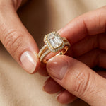 2.45CTW Emerald Halo Open Split Shank Lab Grown Diamond Engagement Ring Gold
