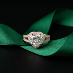 2.45CTW Heart Halo Contemporary Split Shank Lab Grown Diamond Engagement Ring Rose Gold