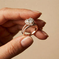 2.45CTW Heart Halo Contemporary Split Shank Lab Grown Diamond Engagement Ring Rose Gold