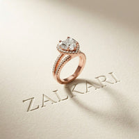 2.45CTW Heart Halo Contemporary Split Shank Lab Grown Diamond Engagement Ring Rose Gold