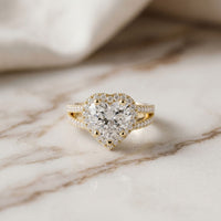 2.45CTW Heart Halo Contemporary Split Shank Lab Grown Diamond Engagement Ring Gold