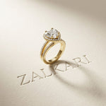 2.45CTW Heart Halo Contemporary Split Shank Lab Grown Diamond Engagement Ring Gold