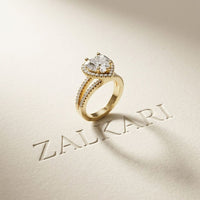 2.45CTW Heart Halo Contemporary Split Shank Lab Grown Diamond Engagement Ring Gold