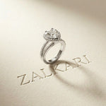 2.45CTW Heart Halo Contemporary Split Shank Lab Grown Diamond Engagement Ring White