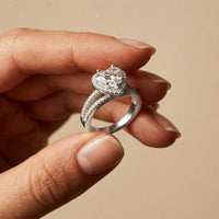 2.45CTW Heart Halo Contemporary Split Shank Lab Grown Diamond Engagement Ring White