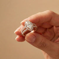 2.45CTW Marquise Halo Double Split Shank Lab Grown Diamond Engagement Ring For Women Rose Gold