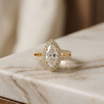 2.45CTW Marquise Halo Double Split Shank Lab Grown Diamond Engagement Ring For Women Gold