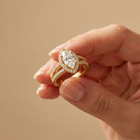2.45CTW Marquise Halo Double Split Shank Lab Grown Diamond Engagement Ring For Women Gold