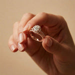 2.45CTW Oval Halo Multi Row Pavé Lab Grown Diamond Engagement Ring For Women Rose Gold