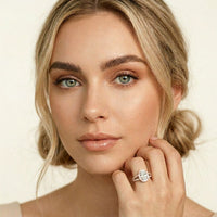 2.45CTW Oval Halo Multi Row Pavé Lab Grown Diamond Engagement Ring For Women Rose Gold