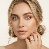 2.45CTW Oval Halo Multi Row Pavé Lab Grown Diamond Engagement Ring For Women Gold