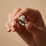 2.45CTW Oval Halo Multi Row Pavé Lab Grown Diamond Engagement Ring For Women White