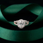 2.45CTW Oval Halo Multi Row Pavé Lab Grown Diamond Engagement Ring For Women White