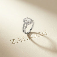 2.45CTW Oval Halo Multi Row Pavé Lab Grown Diamond Engagement Ring For Women White