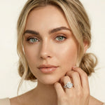 2.45CTW Oval Halo Multi Row Pavé Lab Grown Diamond Engagement Ring For Women White