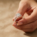 2.45CTW Princess Cut Halo Double Split Shank Lab Grown Diamond Engagement Ring For Women Rose Gold