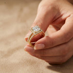 2.45CTW Princess Cut Halo Double Split Shank Lab Grown Diamond Engagement Ring For Women Gold