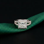2.45CTW Princess Cut Halo Double Split Shank Lab Grown Diamond Engagement Ring For Women White 