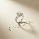 2.45CTW Princess Cut Halo Double Split Shank Lab Grown Diamond Engagement Ring For Women White 
