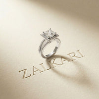2.45CTW Princess Cut Halo Double Split Shank Lab Grown Diamond Engagement Ring For Women White 