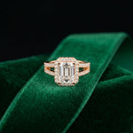 2.45CTW Radiant Halo Multi Row Pavé Lab Grown Diamond Engagement Ring Rose Gold