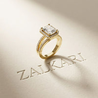 2.45CTW Radiant Halo Multi Row Pavé Lab Grown Diamond Engagement Ring Gold