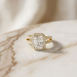 2.45CTW Radiant Halo Multi Row Pavé Lab Grown Diamond Engagement Ring Gold