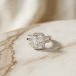2.45CTW Radiant Halo Multi Row Pavé Lab Grown Diamond Engagement Ring White 